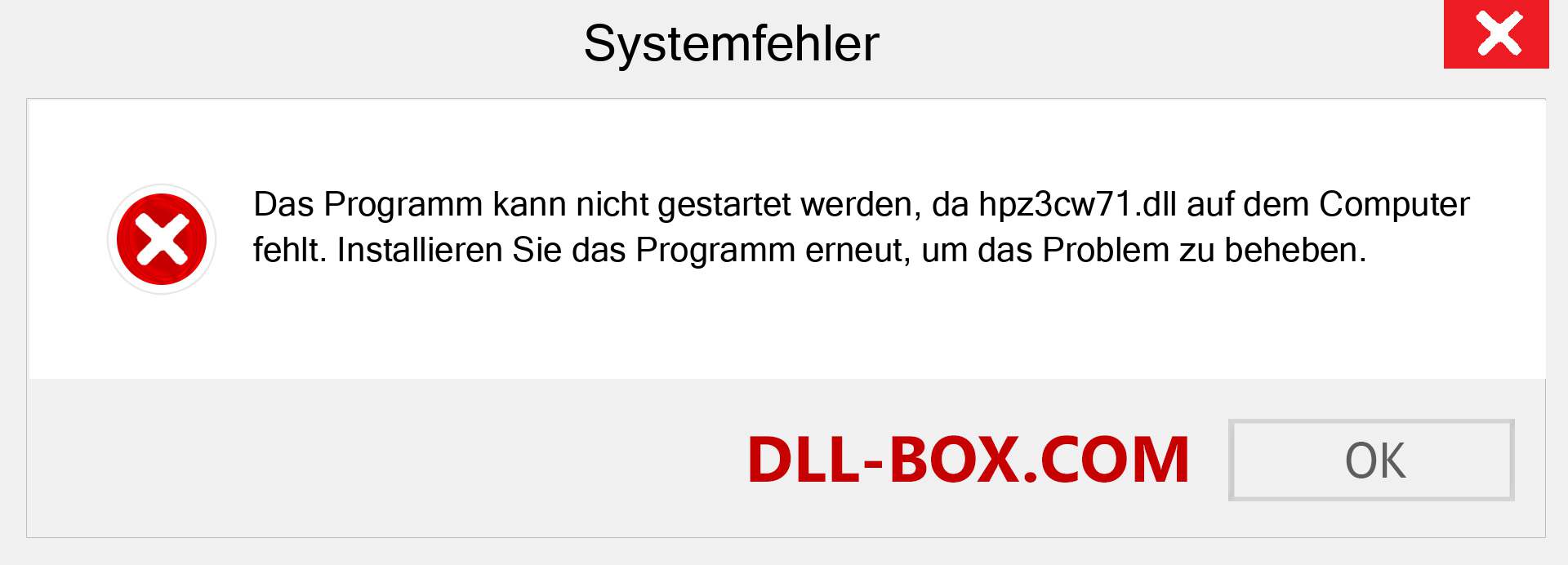 hpz3cw71.dll-Datei fehlt?. Download für Windows 7, 8, 10 - Fix hpz3cw71 dll Missing Error unter Windows, Fotos, Bildern